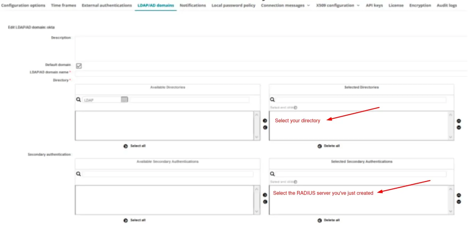 Add Protectimus as a RADIUS server in Wallix Bastion - step 5